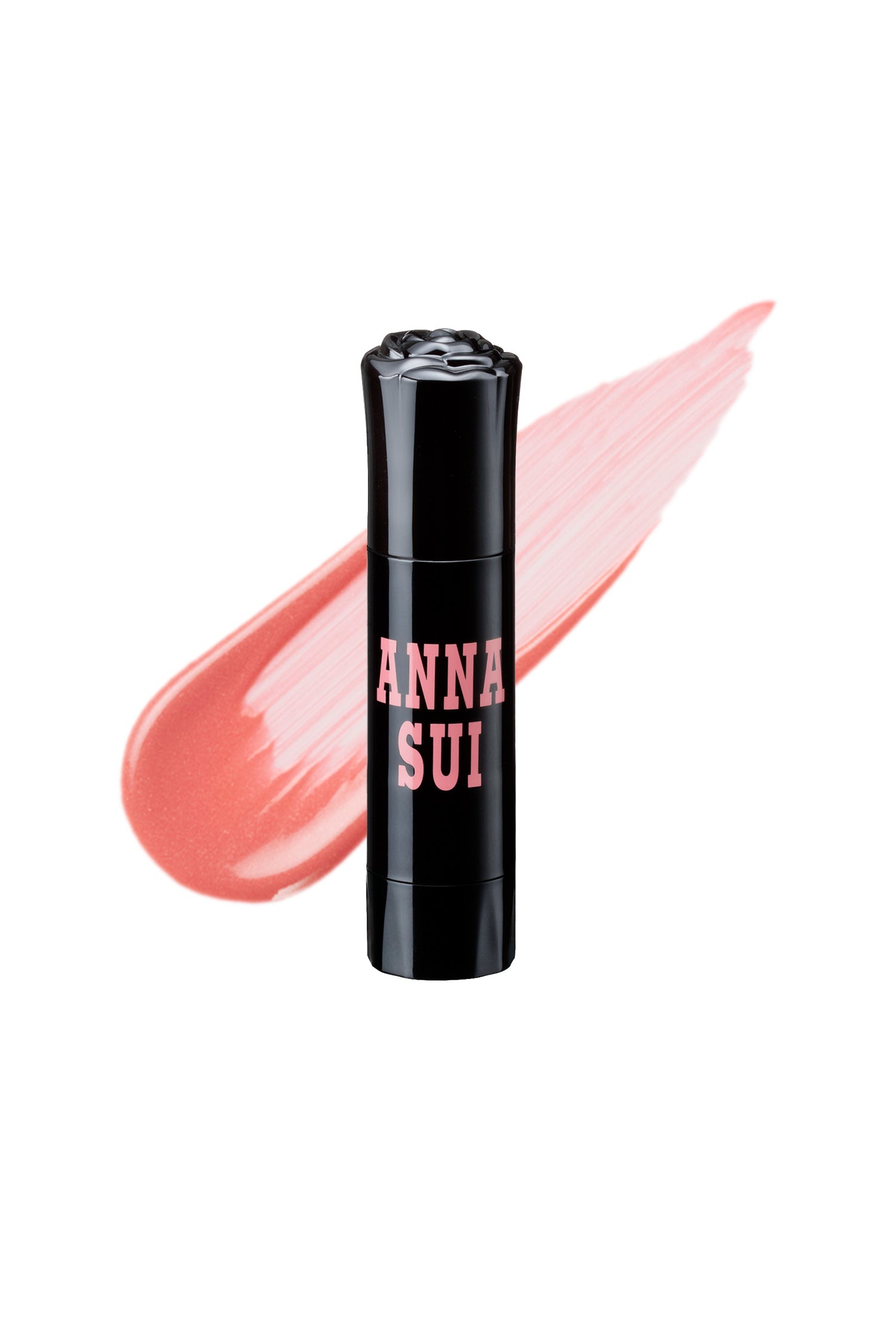 PEACH - Anna Sui color match the product on cylinder case with a rose on top