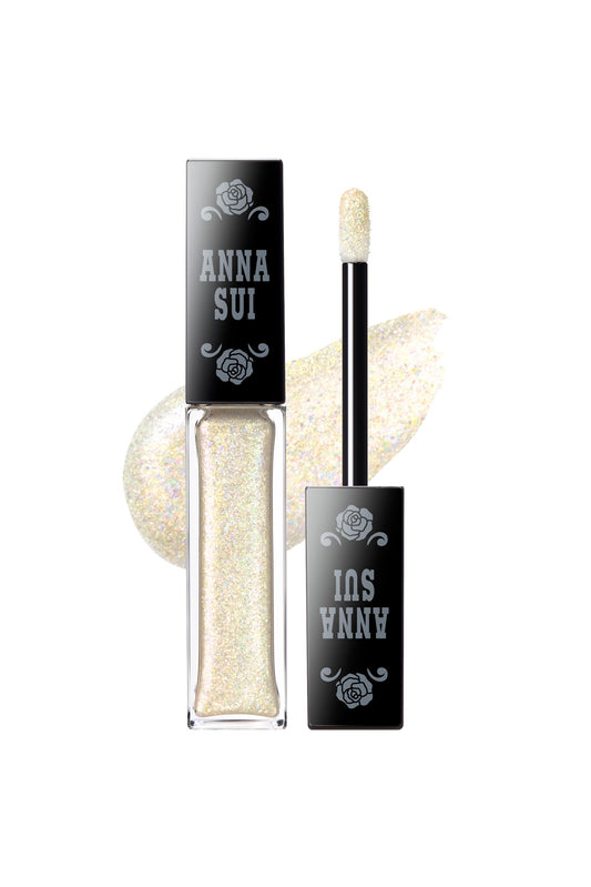 PEARLESCENT WHITE, Eye Glitter in a transparent bottle with Anna Sui label on the black top