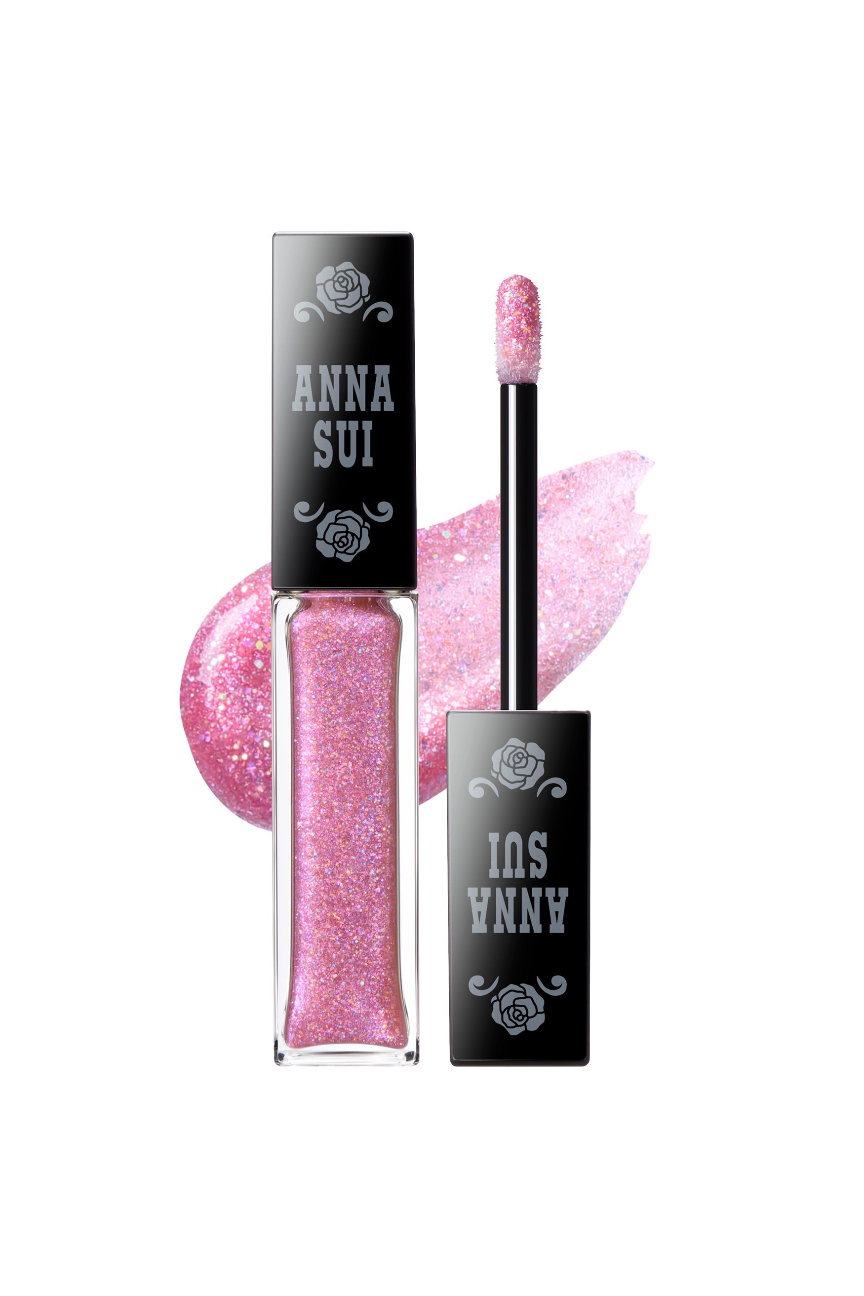 PINK PARADE, Eye Glitter in a transparent bottle with Anna Sui label on the black top