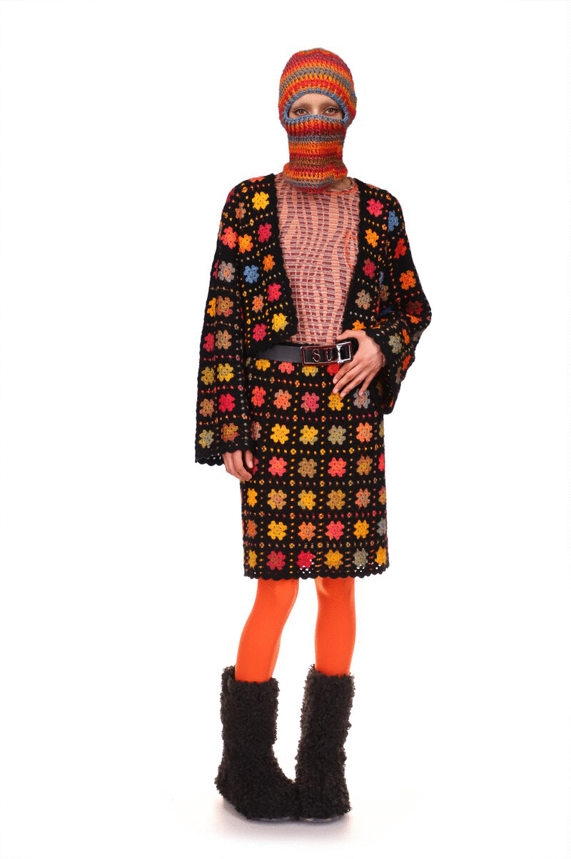 Stainglass Crochet Cardigan in Orange  is a perfect attire with Stainglass Crochet Skirt Orange 
