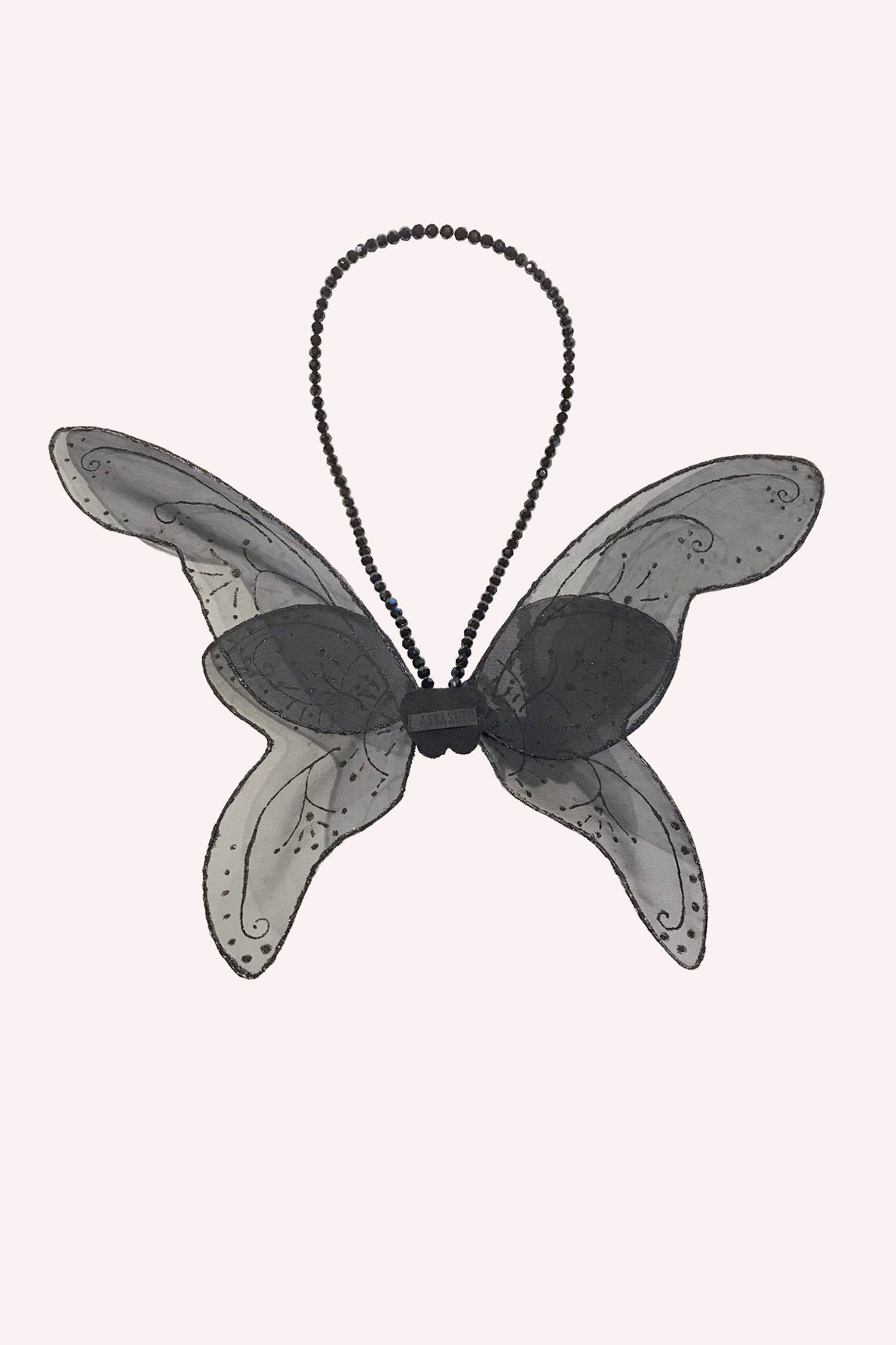 Limited Edition: Fairy Wings, light Black with golden floral incrustation, slightly above shoulders, to mid back
